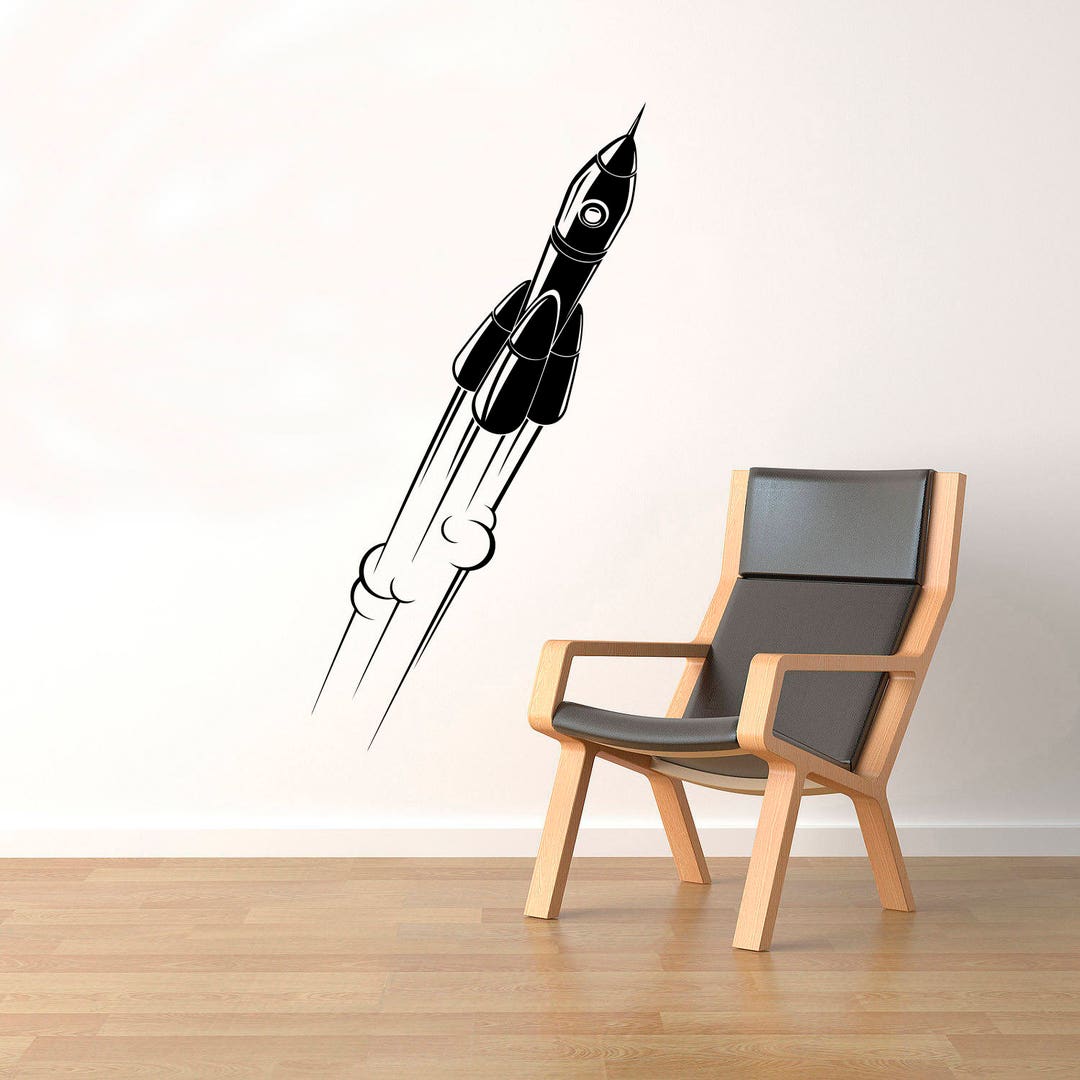 Space Rocket Wall Decal Vinyl Stickers Spaceship Home Art Decor Kids ...