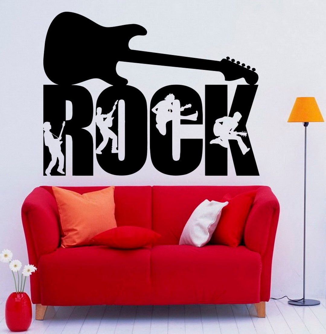 Rock Music Wall Vinyl Decal Treble Clef Notes Sticker Interior Art ...