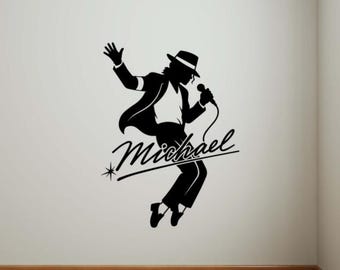 Adesivo murale in vinile Michael, decorazione per la casa a tema musicale, codice 4578.