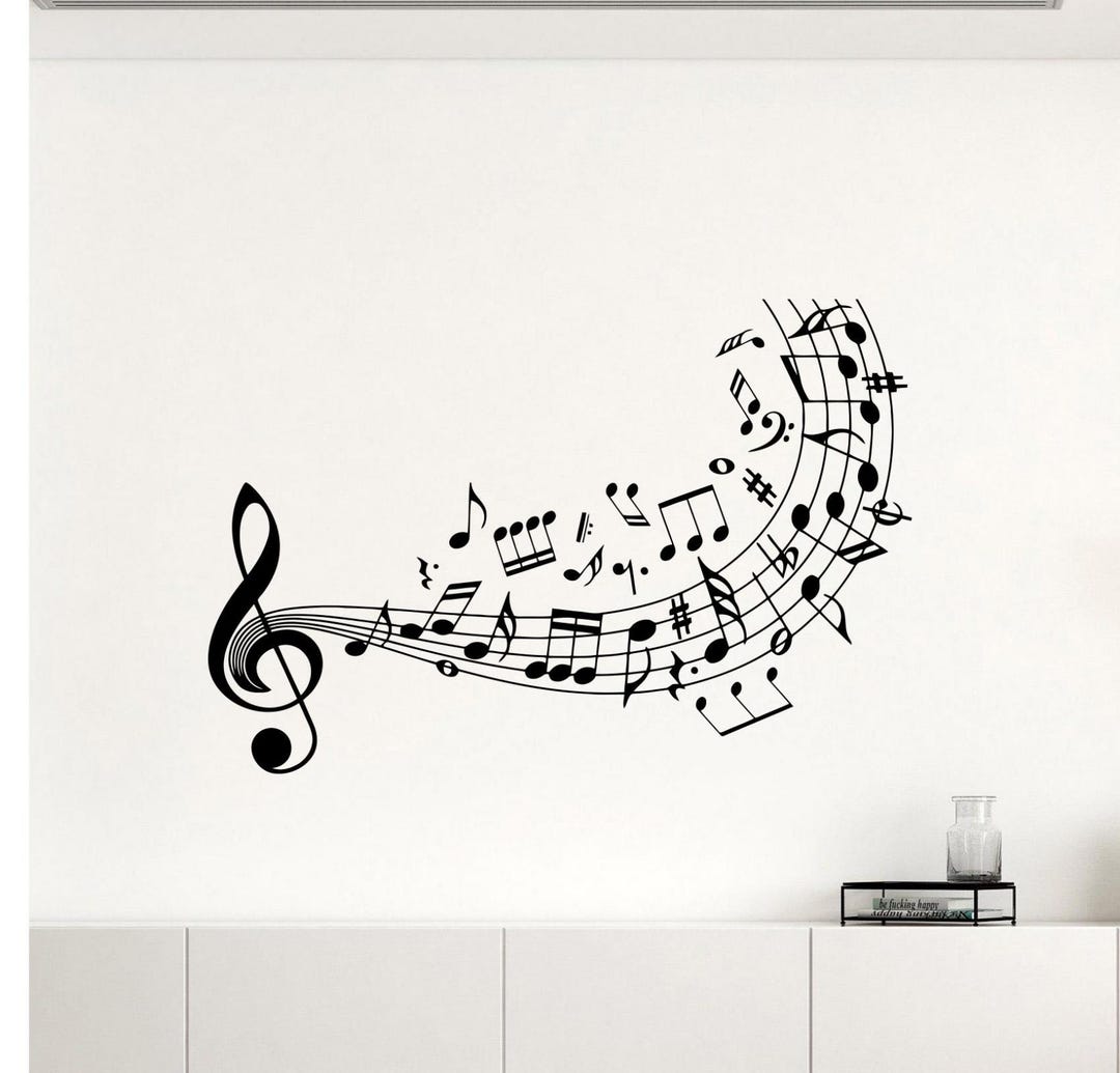 Music Notes Wall Decal Vinyl Sticker Musical Treble Clef Notes Interior ...