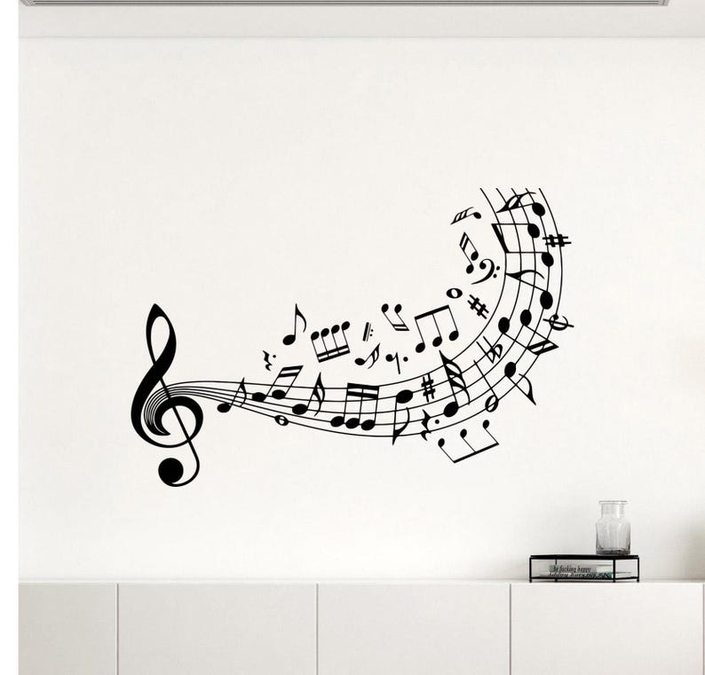 Music Notes Wall Decal Vinyl Sticker Musical Treble Clef Notes Interior ...