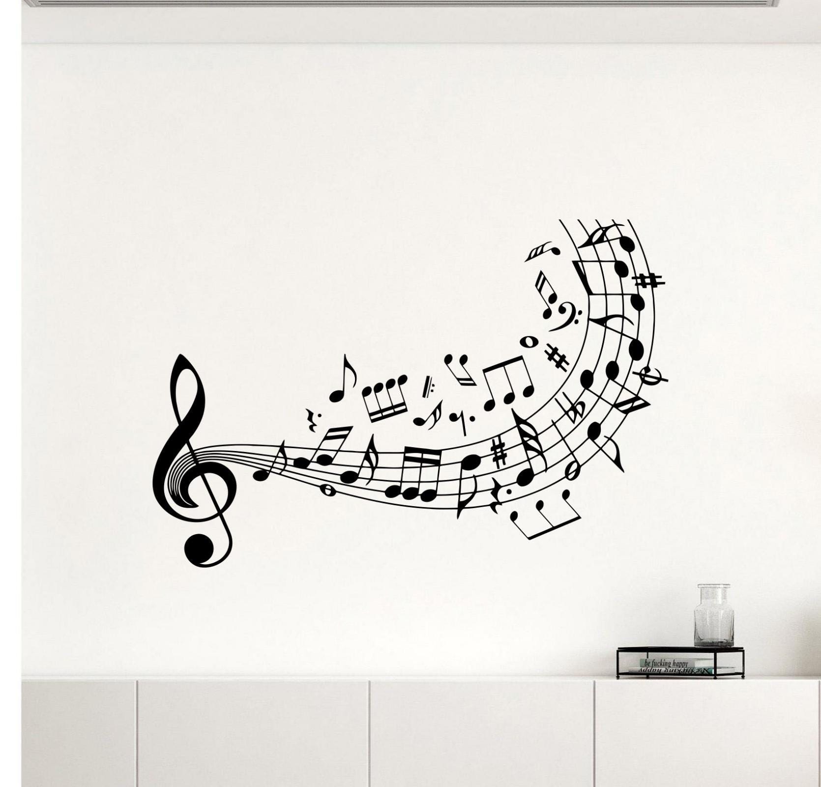 Music Notes Wall Decal Vinyl Sticker Musical Treble Clef Notes Interior ...