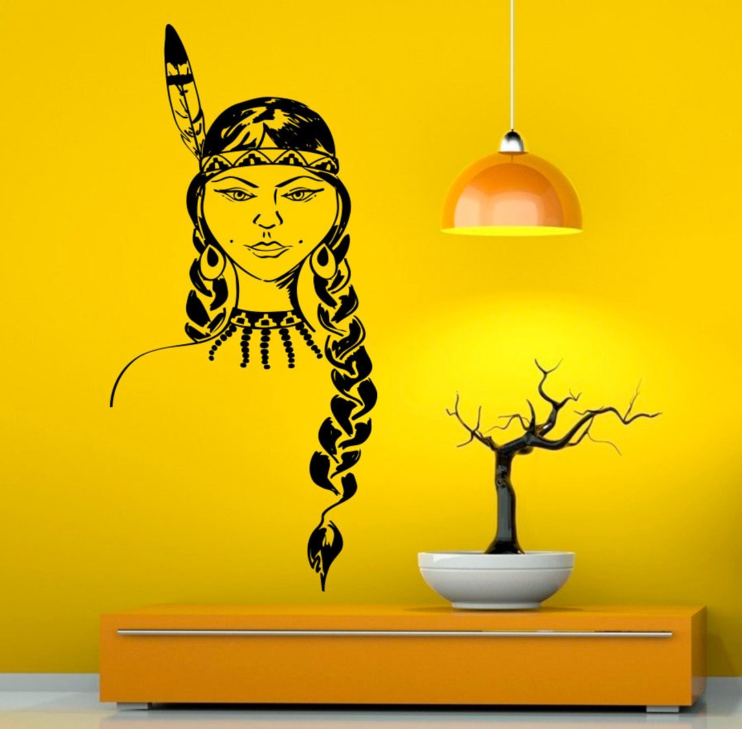 Native American Girl Wall Decal Vinyl Stickers American Indian Etsy