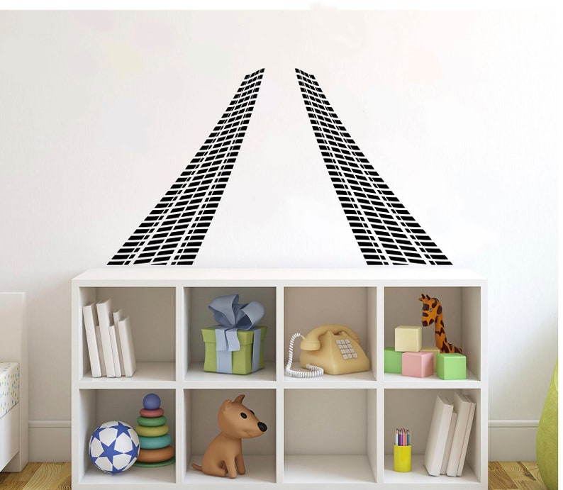 101nr Tire Tracks Road Wall Decal Tread Traces Vinyl Sticker Kids Playroom Decor