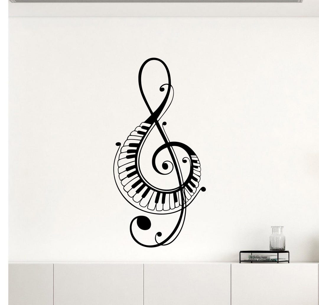 Treble Clef Piano Keys Wall Vinyl Decal Music Notes Sticker Interior ...