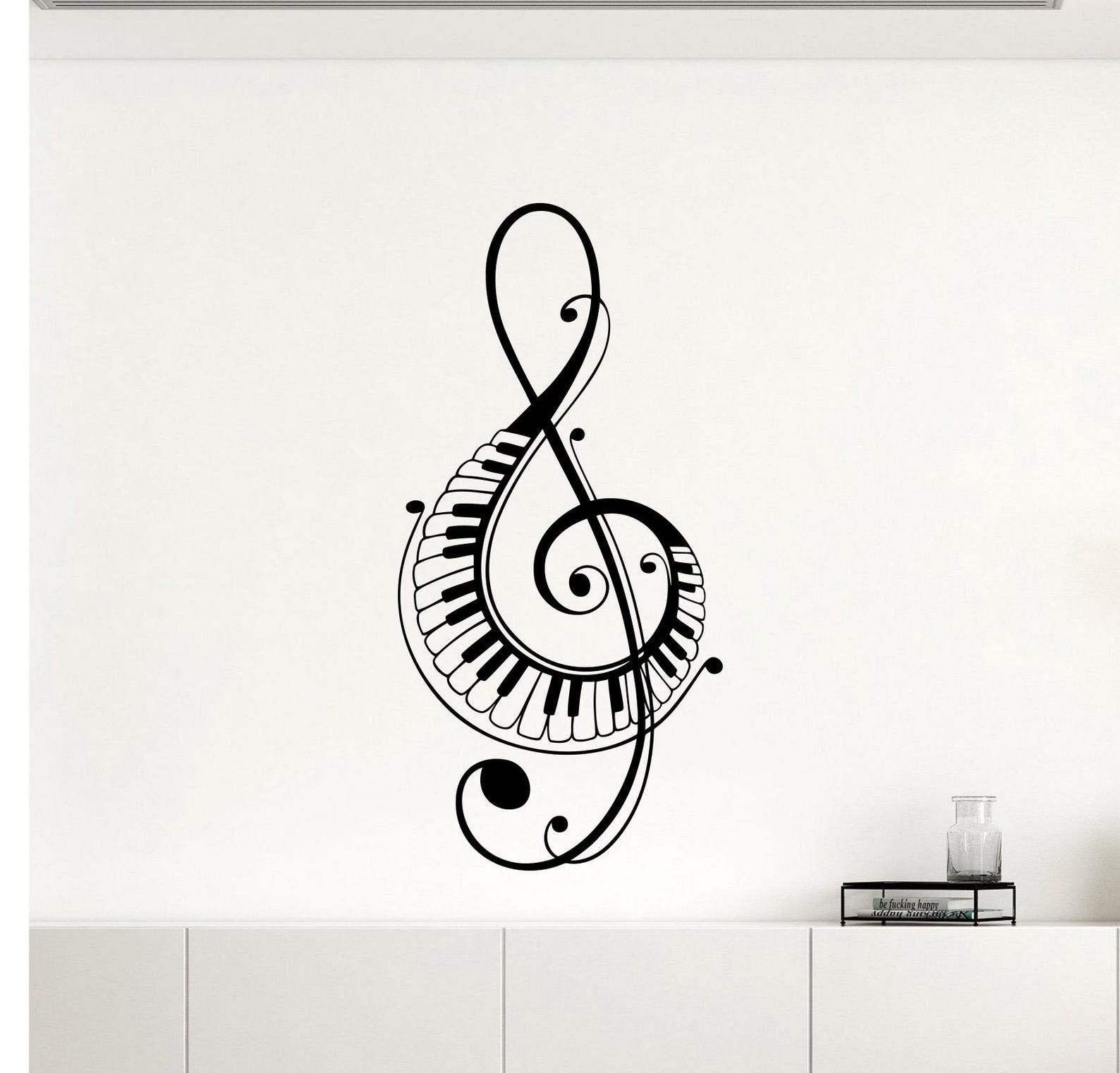 Treble Clef Piano Keys Wall Vinyl Decal Music Notes Sticker Interior ...