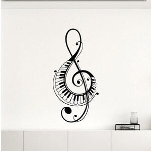 Treble Clef Piano Keys Wall Vinyl Decal Music Notes Sticker Interior ...
