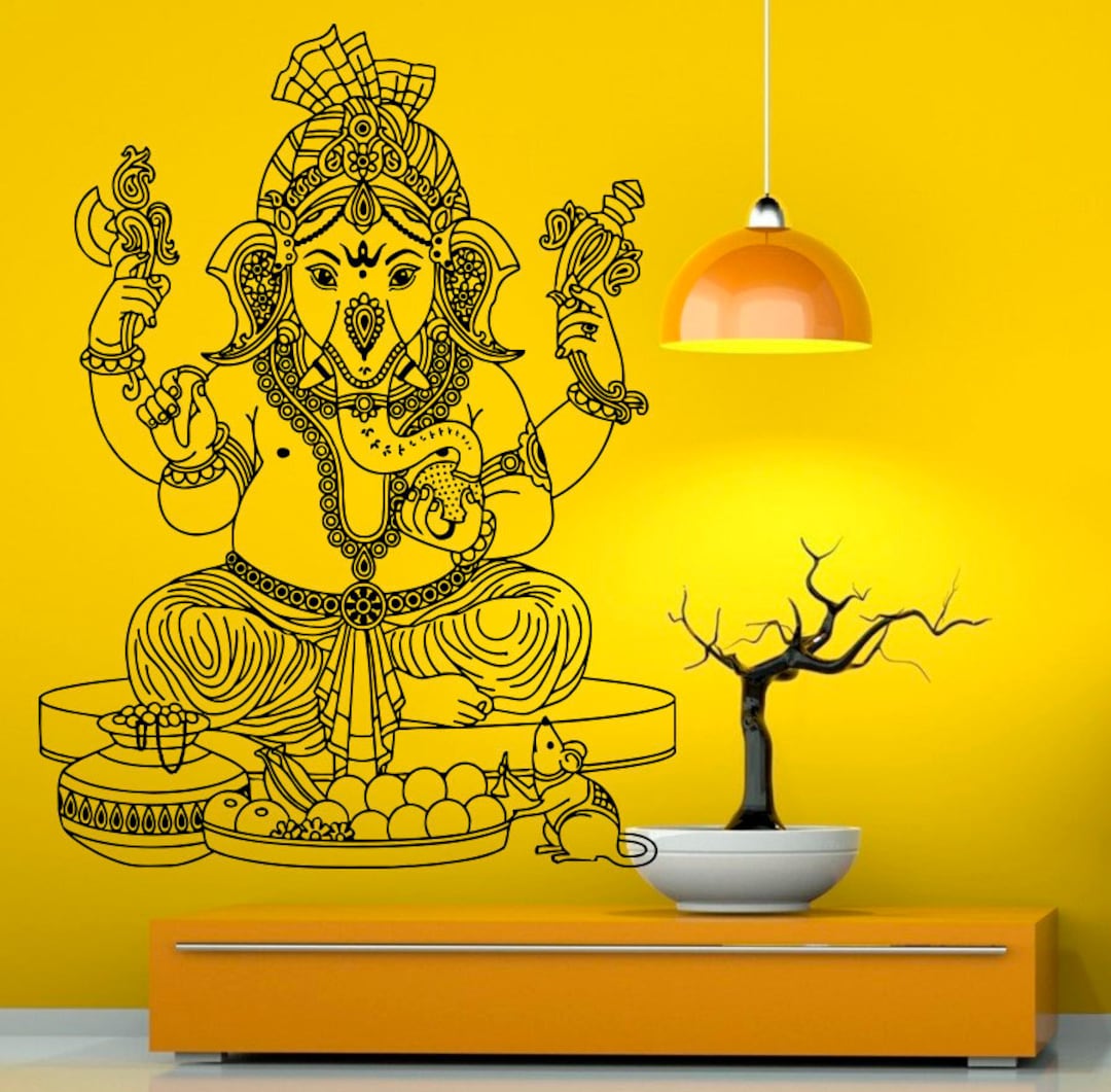 Ganesha Wall Vinyl Decal Ganesh Sticker Elephant Lord Art Etsy