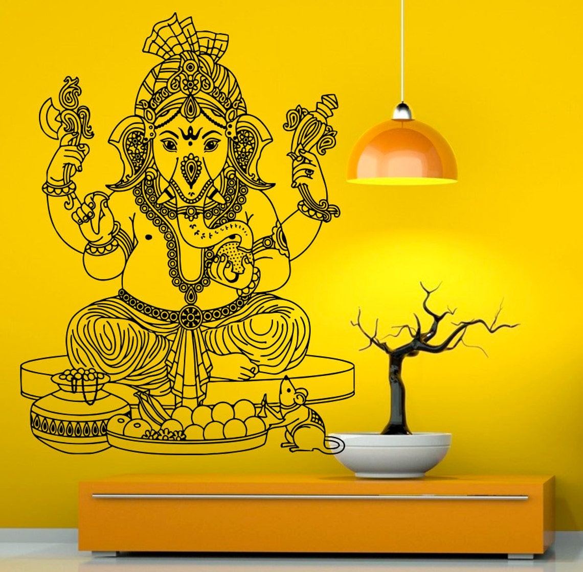 Ganesha Wall Vinyl Decal Ganesh Sticker Elephant Lord Art Etsy