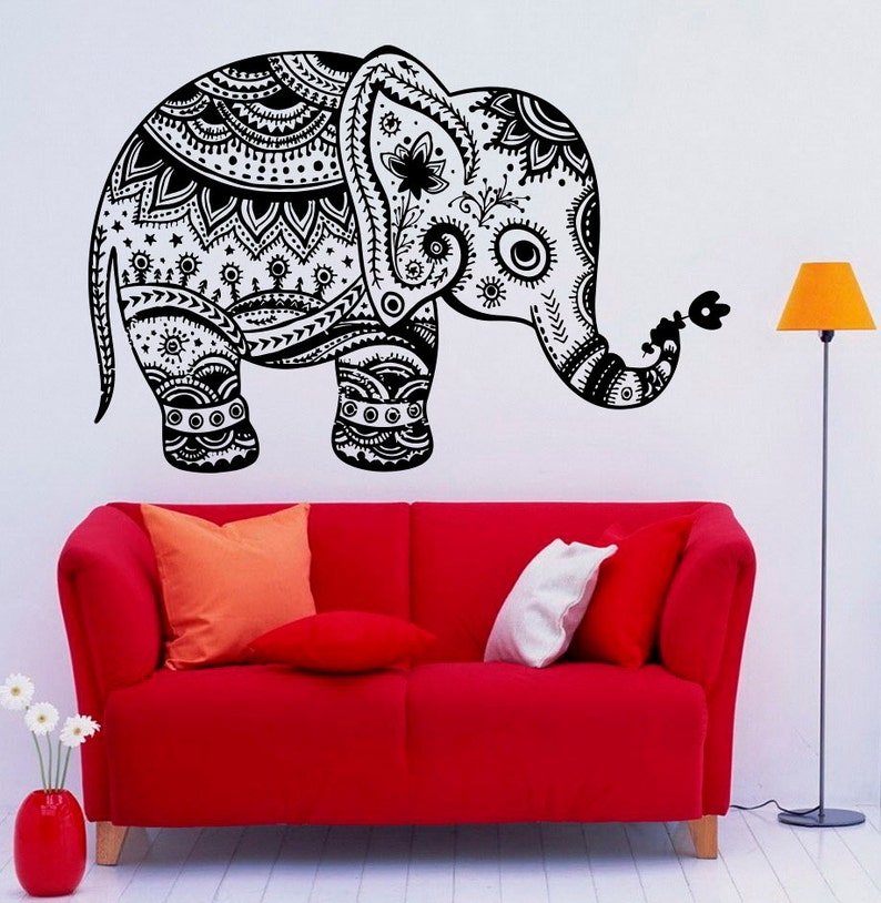 7bo23ha Indian Elephant Wall Vinyl Decal Sticker Elephant Patterns Art Design Murals Indian Design Interior Home Decor