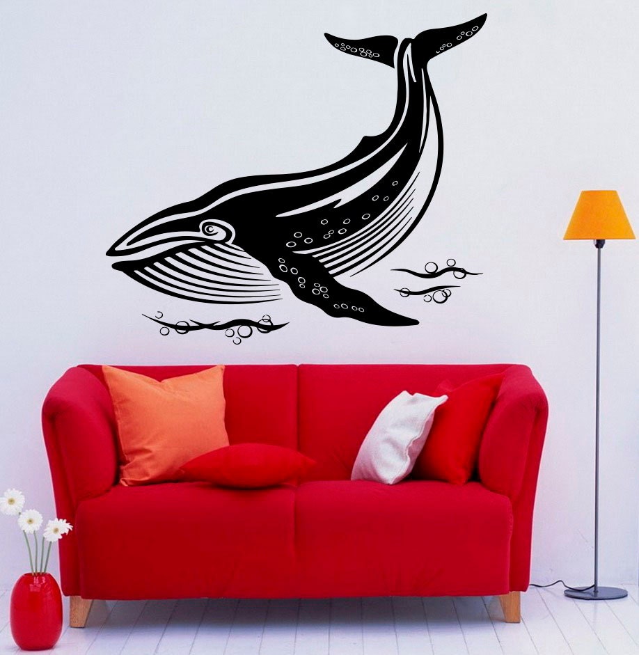 Whale Wall Decal Wall Vinyl Sticker Ocean Water Animal Home Etsy