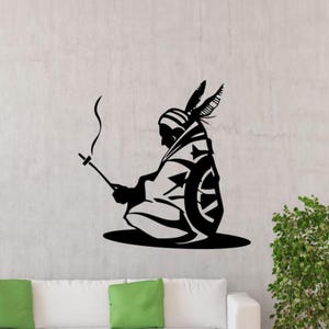 Calcomanías de vinilo para pared de nativos americanos, diseño de jefe iroqués indio americano, decoración extraíble para el hogar (15nai)