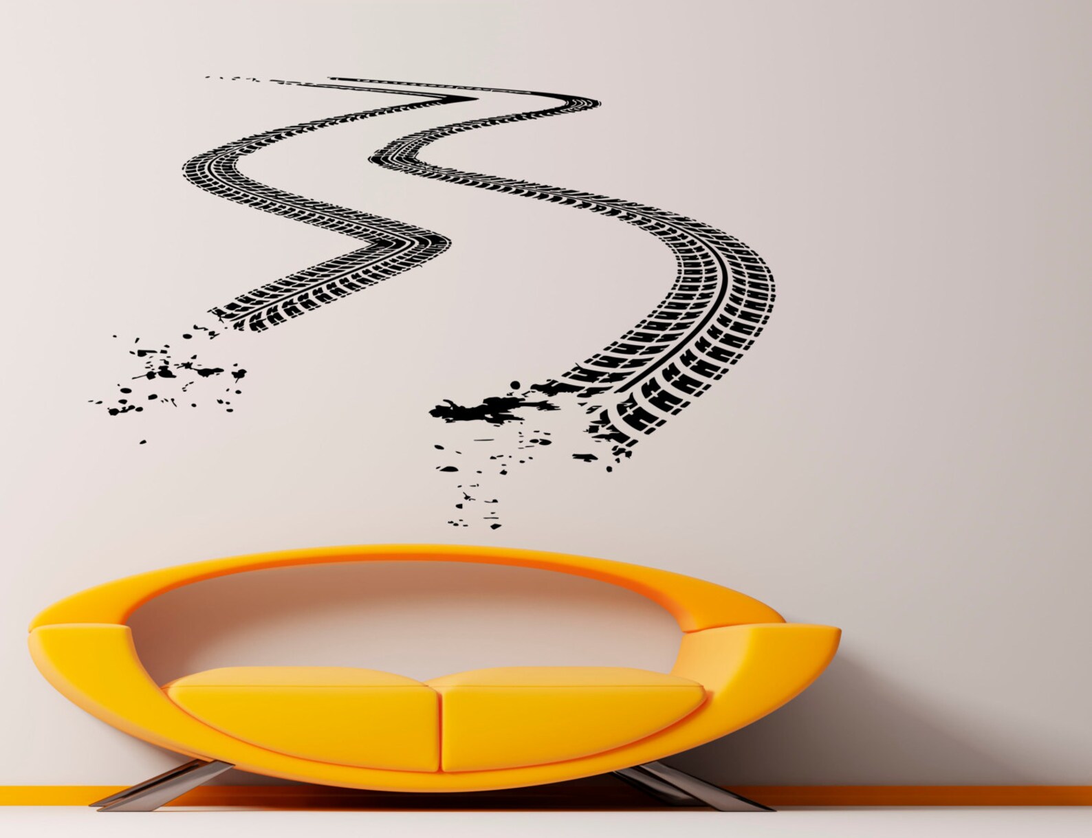 Следы шин на стене. Decorative wall track racing. Наклейка следы шин. Tracking walls. Наклейка на стену протектор шин.