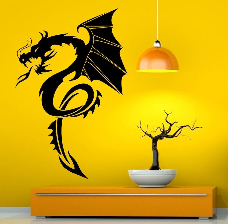 Dragon Wall Vinyl Decal Fantasy Sticker Art Design Murals Etsy