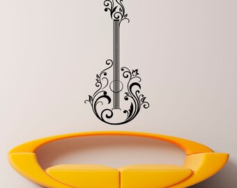 Guitar Wall Decal Wall Vinyl Sticker Musical Instrument Home Interior Removable Bedroom Decor (6gtr)