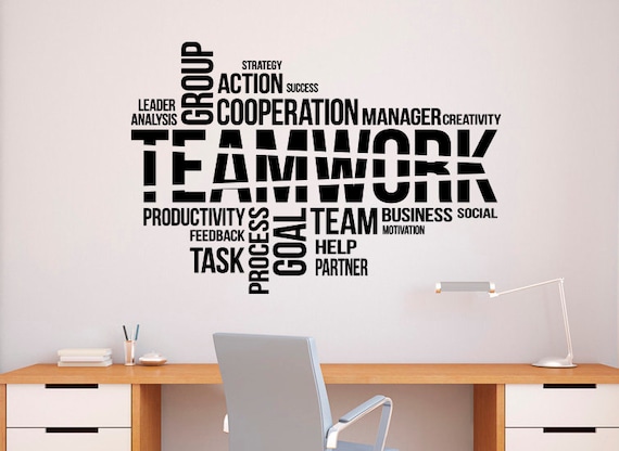 Teamwork Wall Vinyl Decal Words Cloud Sticker Motivational | Etsy