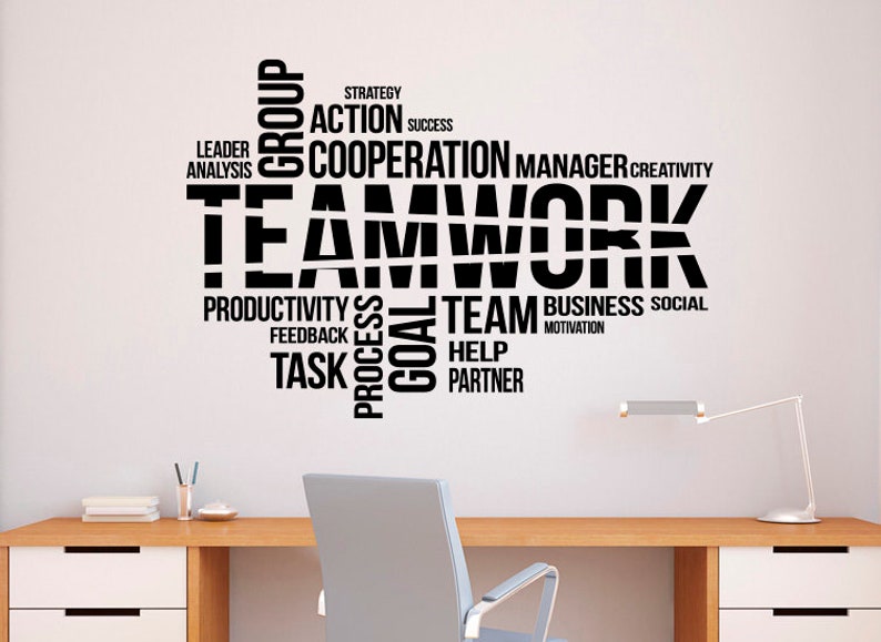 Teamwork Wall Vinyl Decal Words Cloud Sticker Motivational Quotes ...