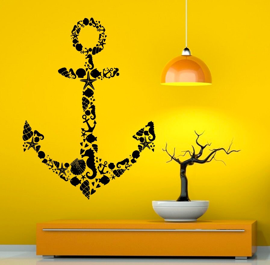 Nautical Anchor Wall Vinyl Decal Sea Ocean Sticker Art Design Etsy