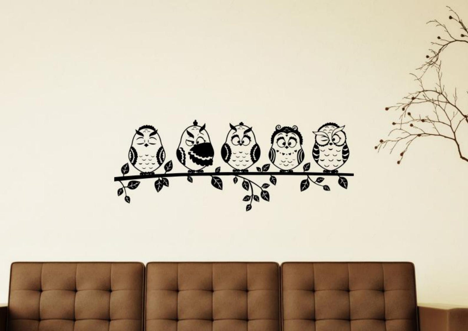 Owls Family Wall Decal Vinyl Sticker Birds Animal Childrens Kids Room ...