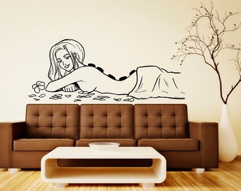 Spa Beauty Salon Wall Vinyl Decal Massage Sticker Girl Woman Art Modern Design Murals Interior Beauty Salon Decor (11spa)
