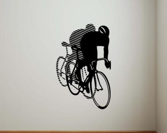 Vinilo decorativo de bicicleta para pared, diseño de bicicleta deportiva, extraíble para decoración del hogar y el dormitorio (4bc1l)