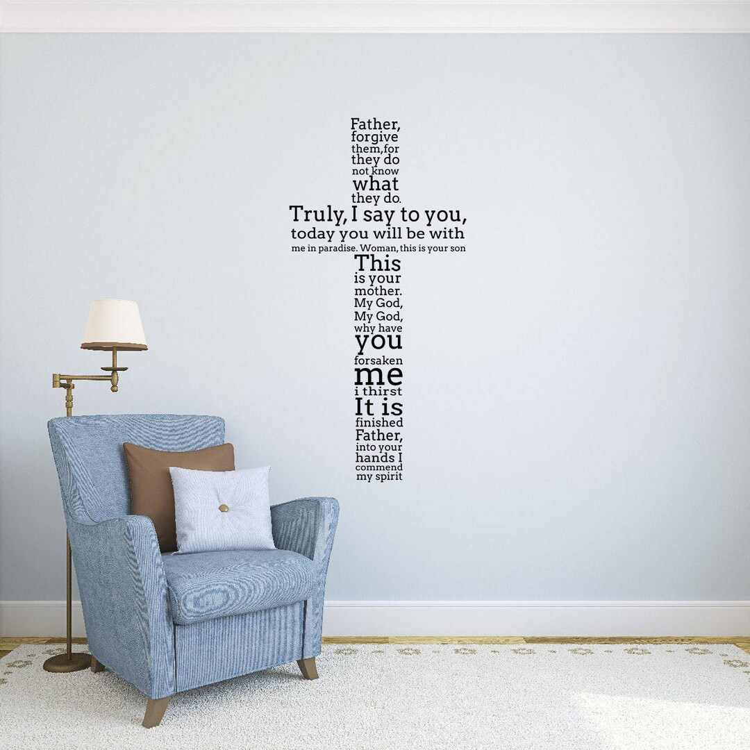 Cross Bible Quotes Wall Decal Vinyl Sticker Christian Home Art Decor ...