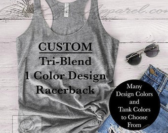 Custom Tri-Blend Racerback Tank Top: Personalized text