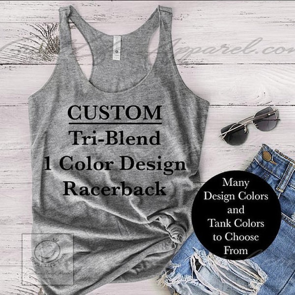 Canotta personalizzata Tri-Blend Racerback: testo personalizzato