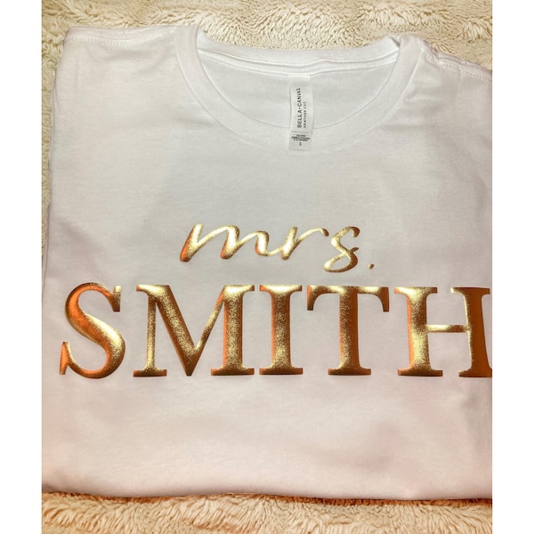 Custom Mrs. Shirt: Personalized Bride T-Shirt, Engagement Gifts