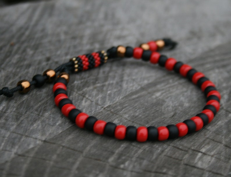 Red Black Bracelet Mens Bracelet Beaded Bracelet SEED BEAD Etsy