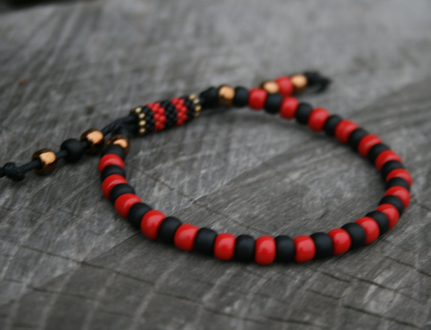 Red Black Bracelet Mens Bracelet Beaded Bracelet SEED BEAD Etsy