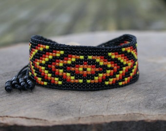 native inspired Bracelet, bead loom Bracelet, Beaded bracelet, SEED BEAD bracelet, BEADED cuff boho bracelet  Beadwork art cuff bracelet
