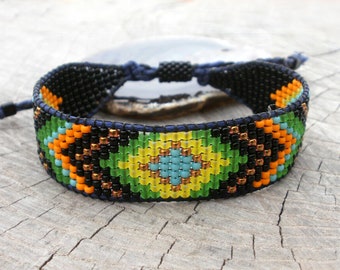 native Bracelet, bead loom Bracelet, Beaded bracelet, SEED BEAD bracelet, BEADED cuff boho bracelet american Beadwork aztec style