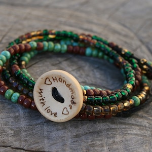 terracotta green bracelet, wrapped Bracelet, vegan Bracelet, Beaded bracelet, SEED BEAD bracelet, BEADED cuff, for her or him, boho bracelet