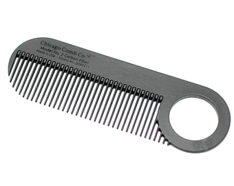 Model No. 2 Carbon Fiber comb, Daily Use Pocket, Travel, and Beard comb, for Fine and Thinner Hair, Smooth, Anti-Static, Made in USA