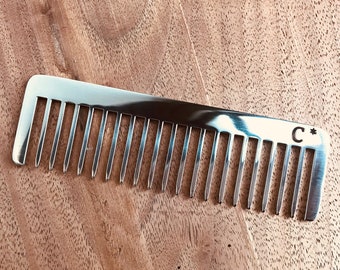 Model 5 Mirror, wide-tooth stainless steel comb, highly polished, Made in USA, Free Custom-Engraving, two sizes available