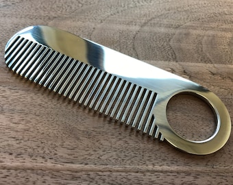 Model 2 Mirror, Beard & Mustache stainless steel comb, Made in USA, with free custom-engraving