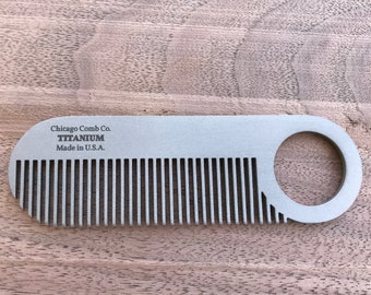 Model No. 2 Titanium Beard & Mustache comb, Made in USA, with free custom-engraving