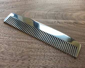 Model No. 3 Mirror stainless steel comb, Made in USA, with free custom-engraving