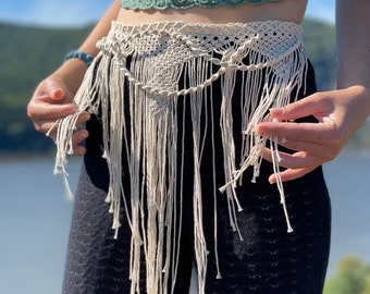 Jupe en macramé faite à la main, ceinture de festival, vêtements rave