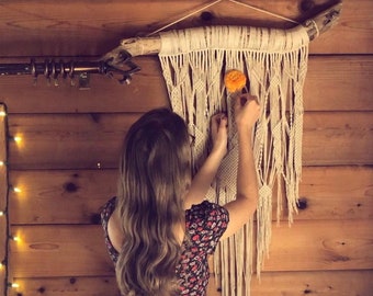 Macrame Wall Hanging on Driftwood