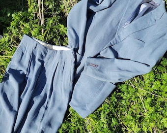 50s 60s vintage single‐breasted suit 1950s Sing the Blues Suit | Vintage Early 50s Navy Blue 2-piece