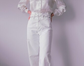 1960s USN White Sailor Wide Leg Pants | 29