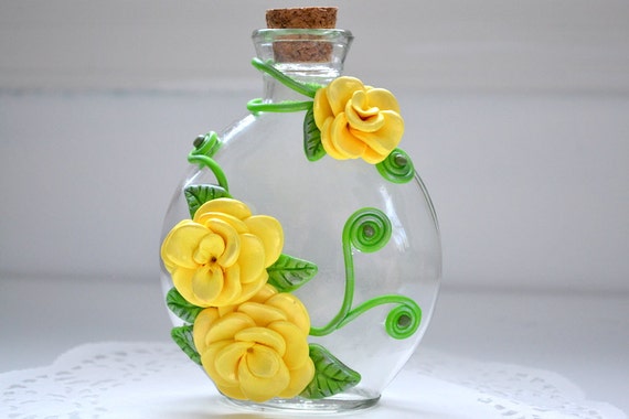 Sculpted Flowers Flower Vase Polymer Clay Vase Decorated Etsy
