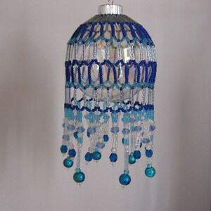 Blue and Clear beaded Victorian Style Christmas ball cover