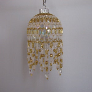 White  andGold beaded Victorian Style Christmas ball cover