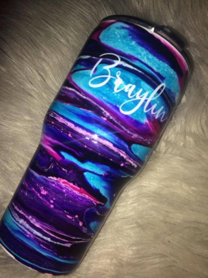 Alcohol Ink Tumbler Epoxy Coated Tumbler Personalized Etsy