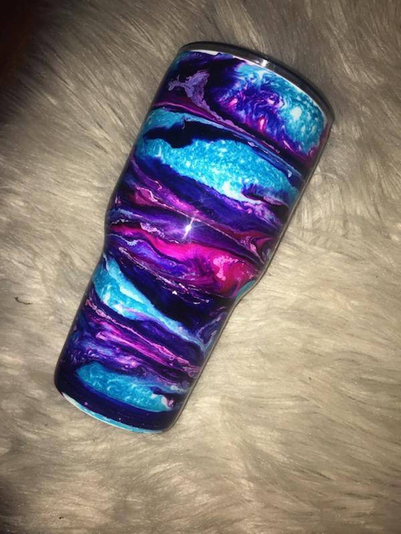 Alcohol Ink Tumbler Epoxy Coated Tumbler Personalized Etsy