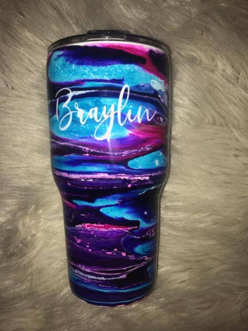 Alcohol Ink Tumbler Epoxy Coated Tumbler Personalized Etsy