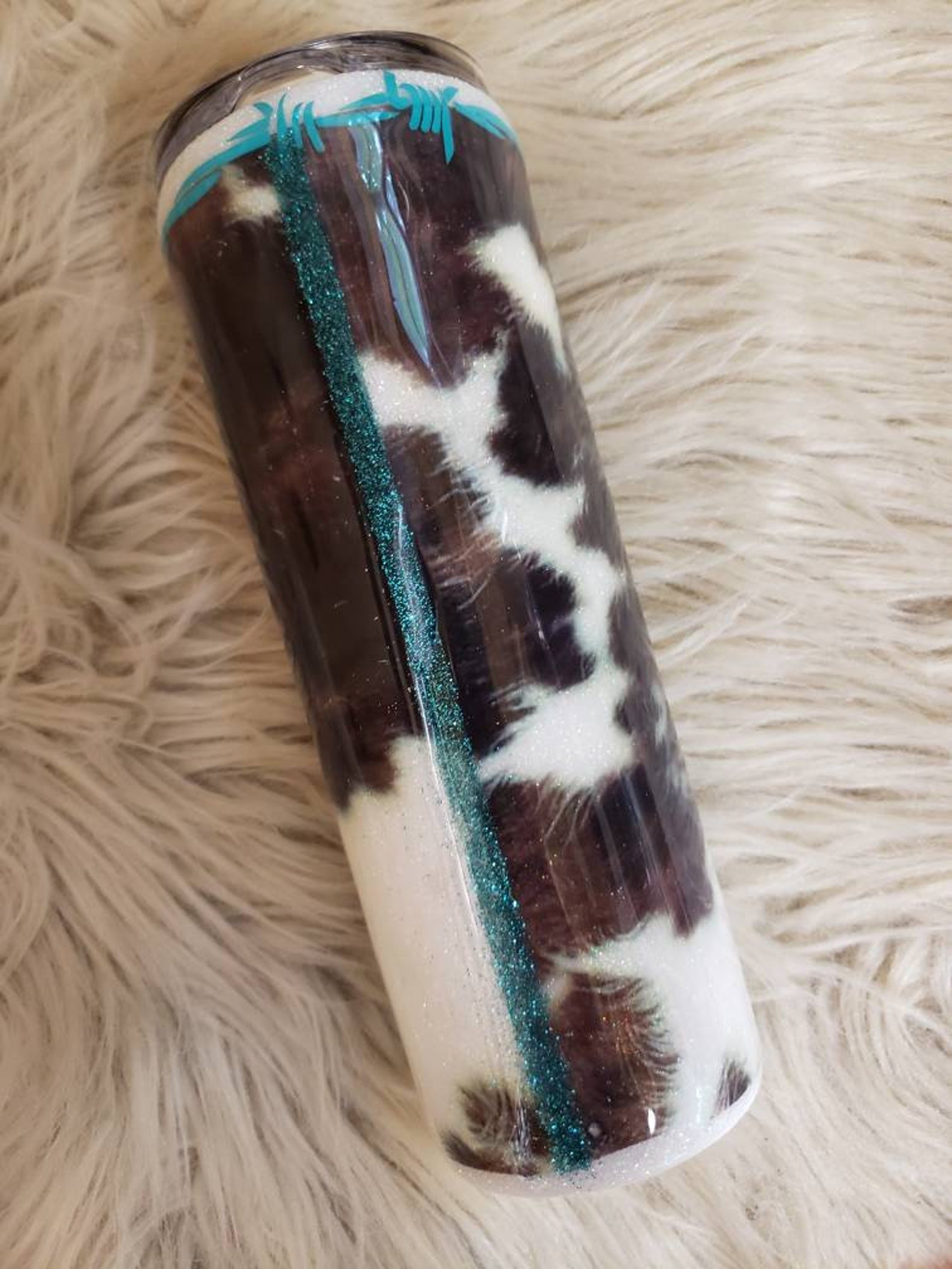 Cowhide Tumbler Cowhide Glitter Tumbler Personalized Etsy